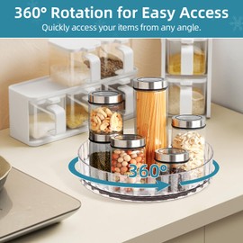 Small Acrylic Lazy Susan Organizer 8" Clear Turntable for Cabinet, Countertop, Bathroom 1 Tier Plastic Spinning Organizer, for Kitchen, Vanity, Pantry, Tabletop Storage organizador giratorio acrilico