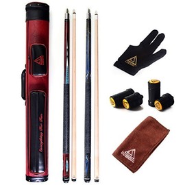 CUESOUL Combo Set of House Bar Pool Cue Sticks - 2 Cue Sticks Packed in 2x2 Hard Pool Cue Case E204