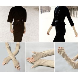 TOONRAIN Arm Warmers Soft Wrist Warmer Long Khaki Fingerless Gloves Winter Cashmere Mittens with Thumb Hole for Women and Men