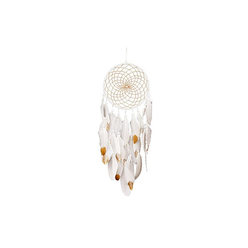Handmade Dream Catchers,White and Gold Feather Decoration for Christmas Wedding