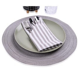 mon bijou® - 6 pleasantly soft fabric napkins, grey-white stripes, 100% cotton, 45 x 45 cm, napkins, ideal for weddings, holidays, Christmas, Easter, kitchen, dining table decoration