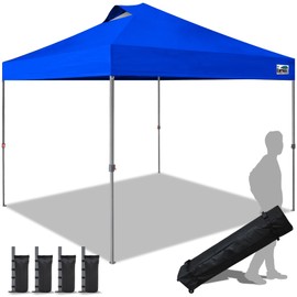 Eurmax USA NOMATTER ONE-Person Open&Close 10x10ft Pop Up Canopy Tent，Portable Shelter Canopy for Outdoor Events，Instant Canopies, Temporary Sunshade,Bonus 4 Sand Bags (Blue)