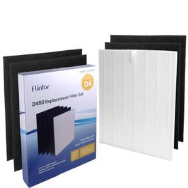 Flintar D480 H13 True HEPA Replacement Filter D4, Compatible with Winix D480 Air Purifier, Made in TAIWAN, H13 Grade True HEPA and 4 Activated Carbon Filters, Item Number 1712-0100-00