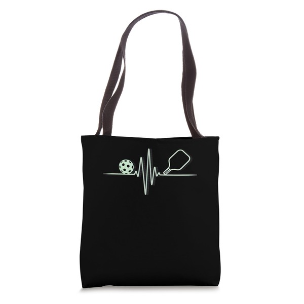 Pickleball Paddle Heartbeat EKG Retro Pickleball Player Tote Bag