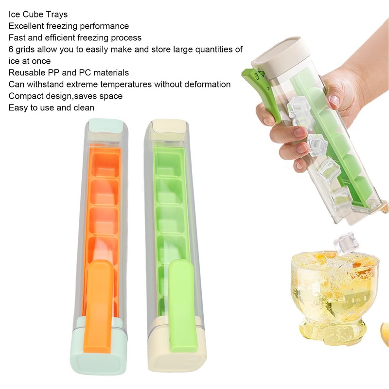 2PCS Ice Cube Trays 6 Grids Easy Release Reusable Ice