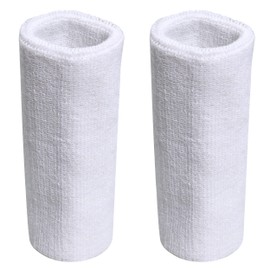 Sweatbands Sports Wristbands for Men and Women - 6 inch Elastic Athletic Wrist Bands for Tennis, Basketball, Running, Working Out (White)