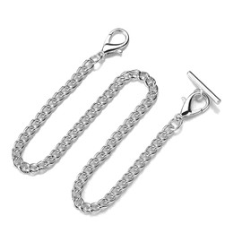 Kiuiom Pocket Watch Chain, Pocket Watch Chain, Watch Chain Link, Vest Chain, Classic Pocket Watch Accessories, Watch Chain with Lobster Clasp, for Clothing, Handbag, Silver, silver, Elegant