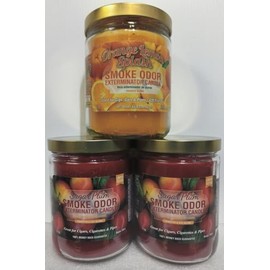 Smoke Odor Exterminator 13 oz Jar Candles Orange Lemon Splash, Assortment (3) Includes 1 Orange Lemon Splash and 2 Sugar Plum.