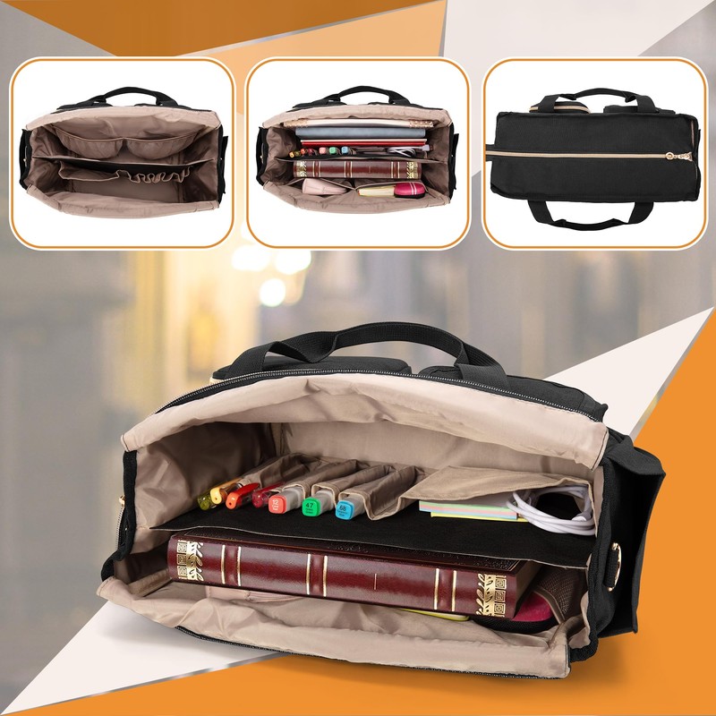 Luxja Large Bible Bag with Water Bottle Pockets, Bible Tote