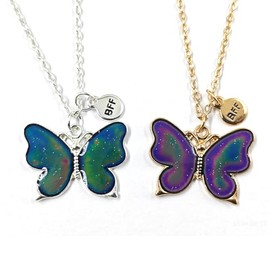 Mood Necklace Best Friends BFF Necklace Cute Butterfly Turtle Cat Pendant Necklace for Women Men Friendship Jewelry Gift