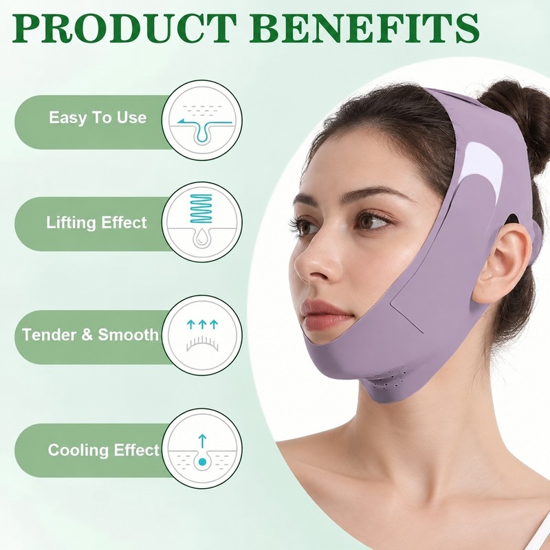 Reusable Overnight Jawline Support Band – Washable PU Face Wrap