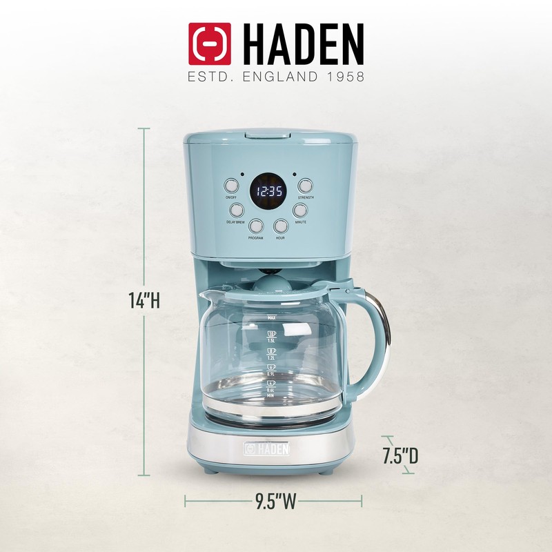 Haden Brighton Coffee Machine, 12 Cup Programmable Drip Coffee Maker