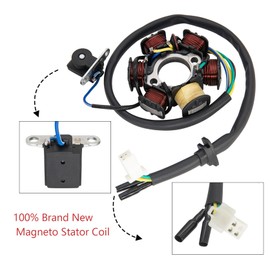 Ignition Stator Magneto 5 wire AC 6 Pole Coil for GY6 125cc 150cc Scooter ATV Go Kart TAOTAO Dune Buggy, 6 Coil 5 Wire Stator Magneto With Magneto Flywheel Puller