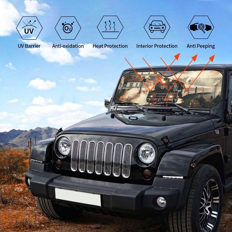 HSYOYO Windshield Sun Shade for Car Trucks SUV Train Travelling