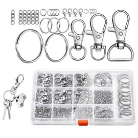 265pcs Metal Keychain Kit - Silver Clips, Hooks, Rings, Lobster Claw Clasps, Accessories for Crafts, Lanyard, Jewelry Making