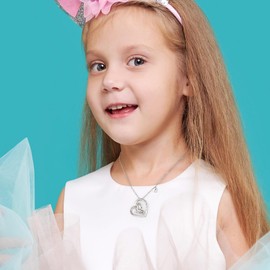 CIVOKINA Unicorns Gifts for Girls Necklace, Silver Unicorn Necklaces for Girls Heart Pendant initial Necklace Unicorn Letter Necklaces for Girls Kids Jewelry for Girls Teen Girls Gifts (C)