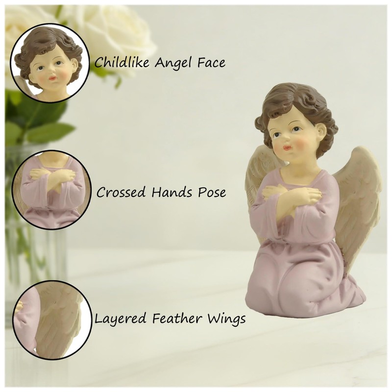 Praying Angel Figurine, 3.74 Inch Resin Guardian Angel Home Decor