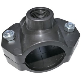 AERZETIX - C51890 – Tapping Clamp Discharge – Diameter 50 x 1/2 Inch – with 2 Bolts – Branch Clamp for Secondary Lines – Plastic Connection for a Female Water Hose Thread