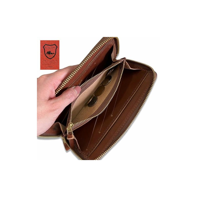 Tochigi Leather Round Zipper Compact Wallet Navy