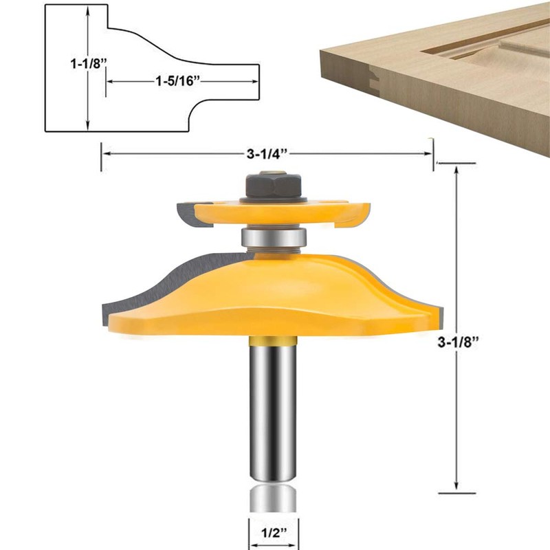 LEATBUY 3 PCS Router Bit Set 1/2-Inch Shank, Tongue Groove