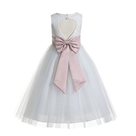 ekidsbridal Floral Lace Heart Cutout Ivory Flower Girl Dresses First Communion Dresses Baptism Dress 172T 4
