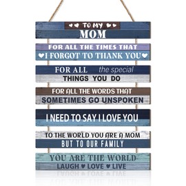 HPNIUB Blue To My Mom Happy Mothers Day,Thoughtful Mother's Day Plaque Gift,Birthday Present for Mom,Thank You Gift from Daughter Son, Mothers Day Decorations Home Sign for Bedroom 27x4cm*7pcs