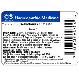 Belladonna 12C. 900 Pellets. Indicated for Fever. Made by The Oldest homeopathic Company in America.