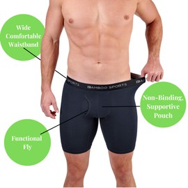 Mens 6 in. Bamboo Rayon Boxer Briefs 4 pack, Anti Chafing, Breathable, Non-Binding, Super Soft & Comfortable Moisture Wicking Black