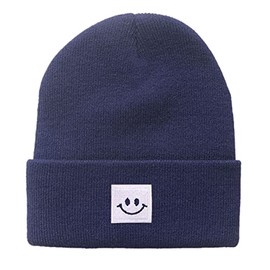 Ceoon Unisex Embroidery Smiley Face Hat Beanie Hats for Men Women, Blue, One Size-Medium