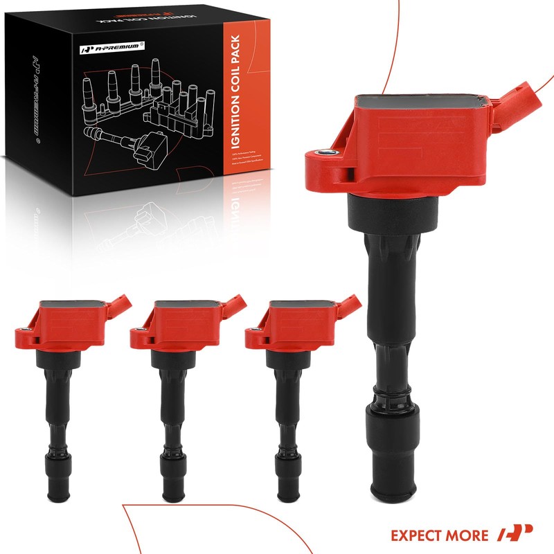 A-Premium (Red) Engine Ignition Coil Pack Compatible with Hyundai Elantra