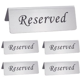 UNICRAFTALE Pack of 5 "Reserved" Sign Made of Stainless Steel Reserved Sign For Restaurants Metal Table Tops Reserved Signs Double Sided Reserved Tables Signs For Business Offices Weddings