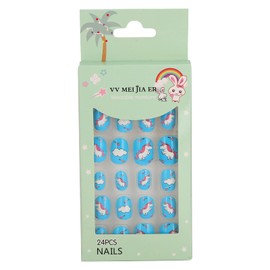 Pack of 24 Removable False Nails for Children, Cartoon Pattern, Full Coverage, Artificial False Nails (01)