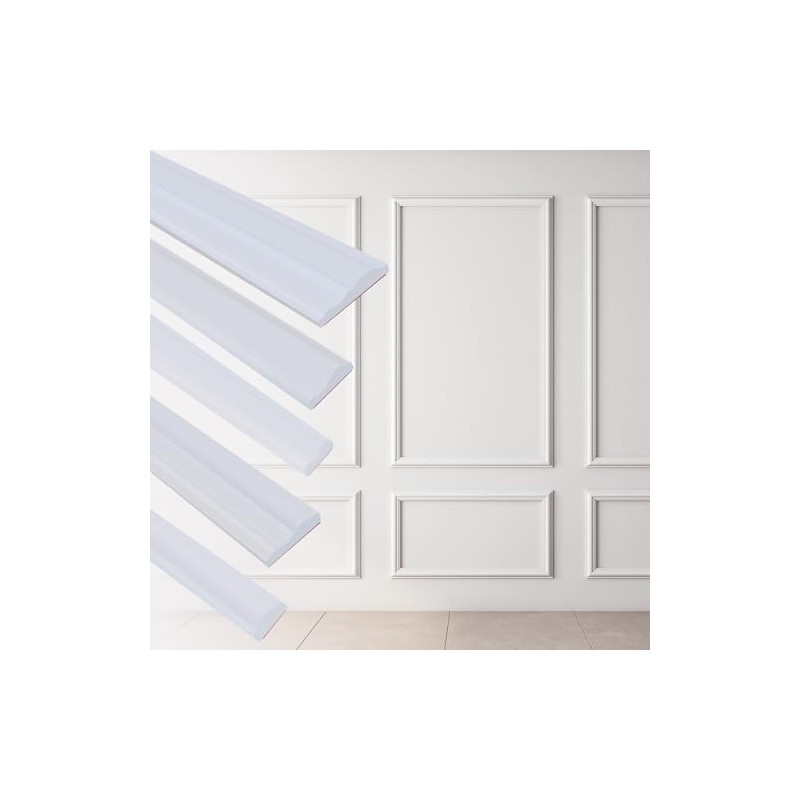240"L x 0.9"W Peel and Stick Chair Rail Panel Molding,