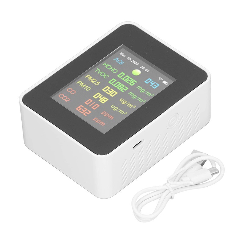 Indoor Air Quality Meter, 2000mAh WiFi Tester with Color LCD