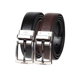 DOCKERS Men's Two-in-one Reversible Rotative Buckle Everyday Casual Dress Belt (Regular and Big & Tall Sizing), Black/Brown Dress, Small (30-32)