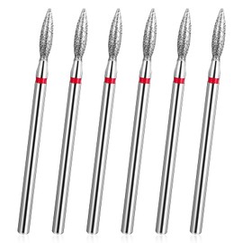 6 Pcs Flame Bit for Nail Drill, Cuticle Drill Bit 3/32'' Electric Nail File Machine Nail Drill Bits Cuticle Clean Drill Bit Diamond Nail Bits for Cuticle Dead Skin Nail Prepare