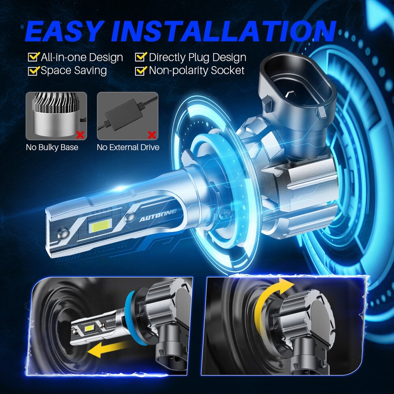 AUTOONE H11 LED Headlight Kit Low Beam Bulbs Super Bright