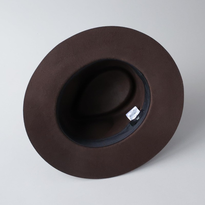 ReqHatter Middle Brim Flat Felt Hat, Center-Fold Fedora, Wide Brim,