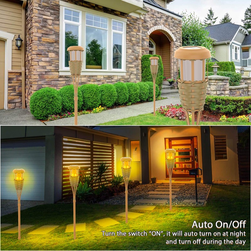 Evelynsun Flickering Flames Solar Powered Lights - Upgraded Solar Torches