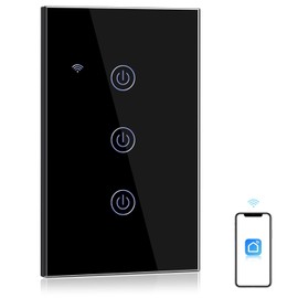 WiFi Interruptor de Pared, Apagadores Inteligente Interruptor 2.4GHz WiFi Interruptor Funciona con Alexa Google Home y IFTTT, Control Remoto, APP Smart Life/Tuya, Requiere Línea Neutra