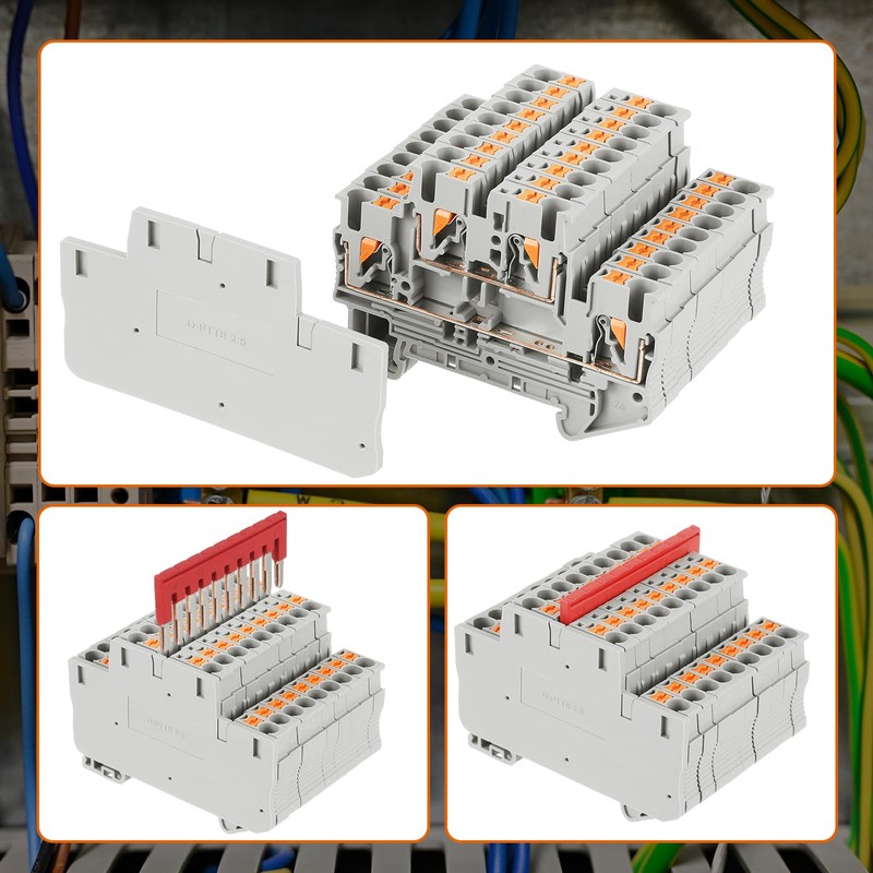 Saysurey DIN Rail Terminal Block Twin Spring Terminal Connectors Push