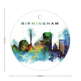 Vinisong City-Souvenirs Birmingham Ceramic Ornaments Watercolor Style Christmas Ornaments Commemorative Gift Ornaments Christmas Holiday Decorations Traditional Festive Keepsake Bauble