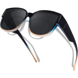 Myiaur Polarized Fit Over Glasses Sunglasses for Women - Trendy Sun Glasses to Go Over Eyeglasses UV400 Protection - Color: A1 Black Frame/Grey Lens