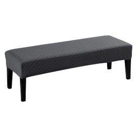 Liykimt Stretch Dining Bench Cover,Bench Slipcover Jacquard Anti-Dust Removable Washable Upholstered Rectangle Bench Seat Protector Cover for Ding Room,Living Room, Bedroom, Kitchen(Dark Gray)