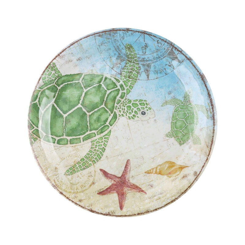 UPware 16 Piece Sea Turtle Melamine Dinnerware Sets, Outdoor Dishes