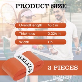 ZVYKTOR Tennis Racket Grip Tape 3 Pack, Ultra-Thin Tennis Racket Grip Tape for Enhanced Tack, Sweat Control & Durability – Premium Overgrips for Tennis, Badminton & Pickleball (Terre Battue 3P)