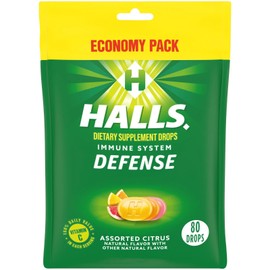 HALLS Defense Citrus Vitamin C Drops, 80-Count Economy Pack