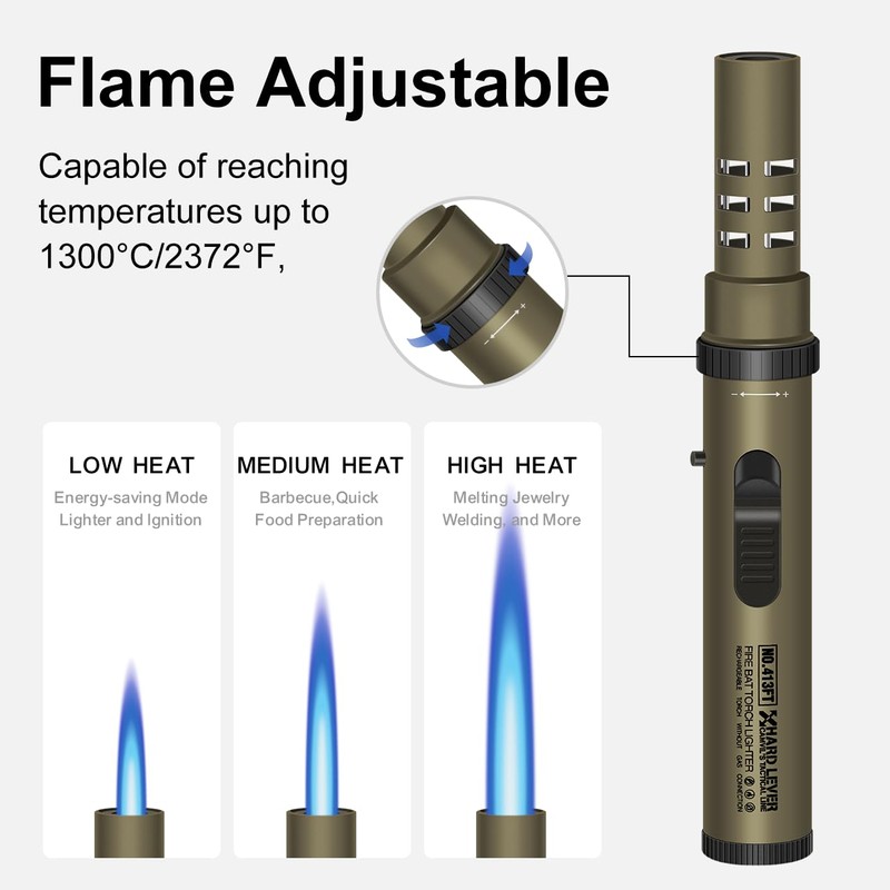 Camping Torch Lighter, Windproof Bright Fire Lighter with Safety Lock,