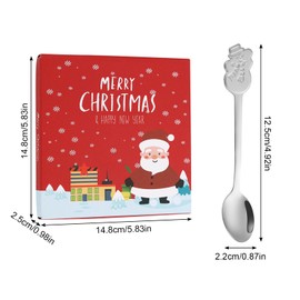 Lunaanda Christmas Spoon Set, 4 Pieces Christmas Coffee Spoons, Stainless Steel Teaspoon, Dessert Spoon, Mixing Spoon, Christmas Tableware Set with Gift Box for Christmas Decoration, Party and Kitchen