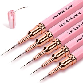 5Pcs Nail Art Liner Brushes,Liner Brush For Nails Gel,Thin Liner Nail Brush Set,Nail Art Striping Brushes,Painting Art Design Pen For Long Lines, Thin Details, Fine Drawing Sizes 5/9/13/20/25mm